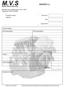 Motor Vehicle Servicing Kidderminster Order Form Print